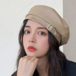 Béret Femme Similicuir Vernis Beige Béret blanc Béret en synthetique Béret femme