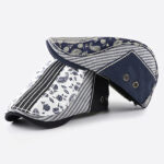 Béret plat imprimé style bandana Béret bleu Béret en coton Béret femme Béret homme Béret irlandais