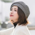 Béret vichy noir Béret en coton Béret femme Béret noir