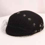 Béret fleuri noir Béret femme