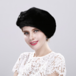Béret en fourrure noir Béret femme