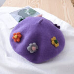 Béret enfant à fleurs violet Béret enfant