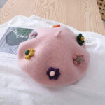 Béret enfant à fleurs violet Béret enfant
