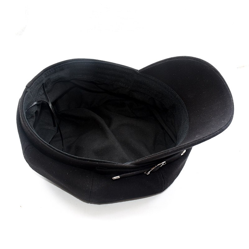 Béret casquette noire en coton avec boucle en métal Béret en coton Béret femme Béret noir Casquette béret