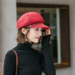 Béret en coton à fermeture éclair rouge Béret en coton Béret femme