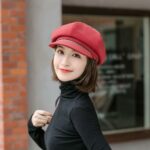 Béret en coton à fermeture éclair rouge Béret en coton Béret femme
