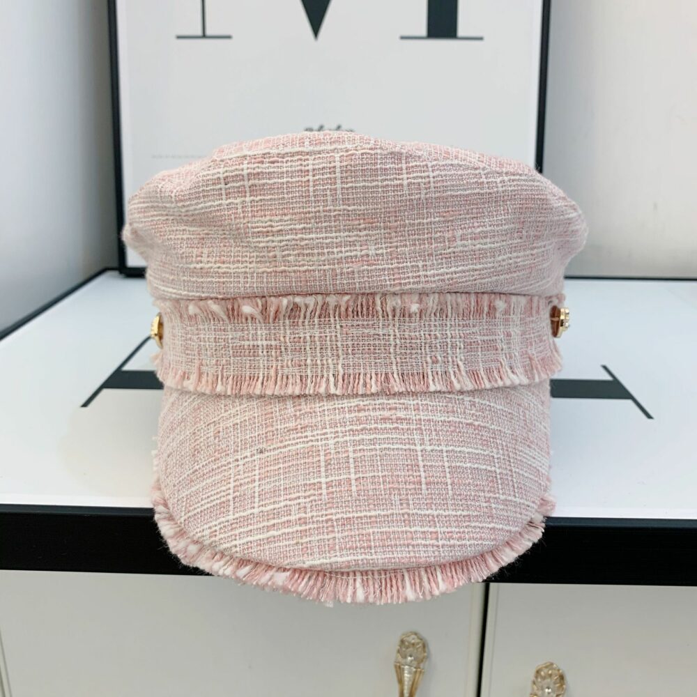 Béret casquette tweed rose