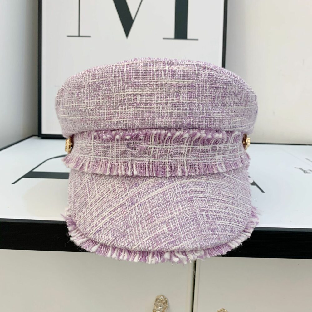 Béret casquette tweed rose