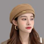 Béret en coton beige pour l&rsquo;hiver Béret en coton Béret femme