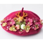 Béret champêtre à tête de cerf rose Béret bleu Béret en laine Béret femme