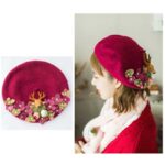 Béret champêtre à tête de cerf rose Béret bleu Béret en laine Béret femme