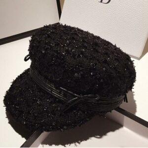 Béret casquette élégant brodé noir Béret en laine Béret femme Béret noir Casquette béret