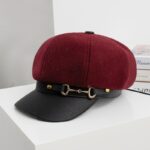 Casquette béret blanche en coton avec visière en cuir Casquette béret