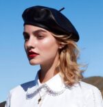 Béret noir en cuir à la mode femme Béret femme Béret noir