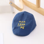 Béret coton brodé bébé papa et maman bleu ciel Béret en coton Béret enfant Casquette béret
