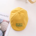 Béret en coton brodé Hello pour bébé vert Béret en coton Béret enfant