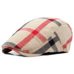 Béret casquette ajustable carreaux pour homme rouge Béret en coton Béret homme Béret rouge Casquette béret