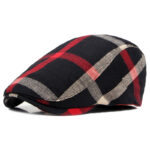 Béret casquette ajustable carreaux pour homme rouge Béret en coton Béret homme Béret rouge Casquette béret