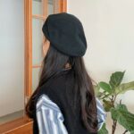 Béret kangourou en crochet mixte noir Béret au crochet Béret femme Béret homme