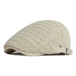 Béret tressé en paille beige unisex