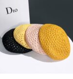 Béret en crochet noir tissage d&rsquo;été femme Béret au crochet Béret femme