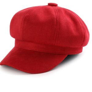 Béret casquette rouge pour femme en polyester.