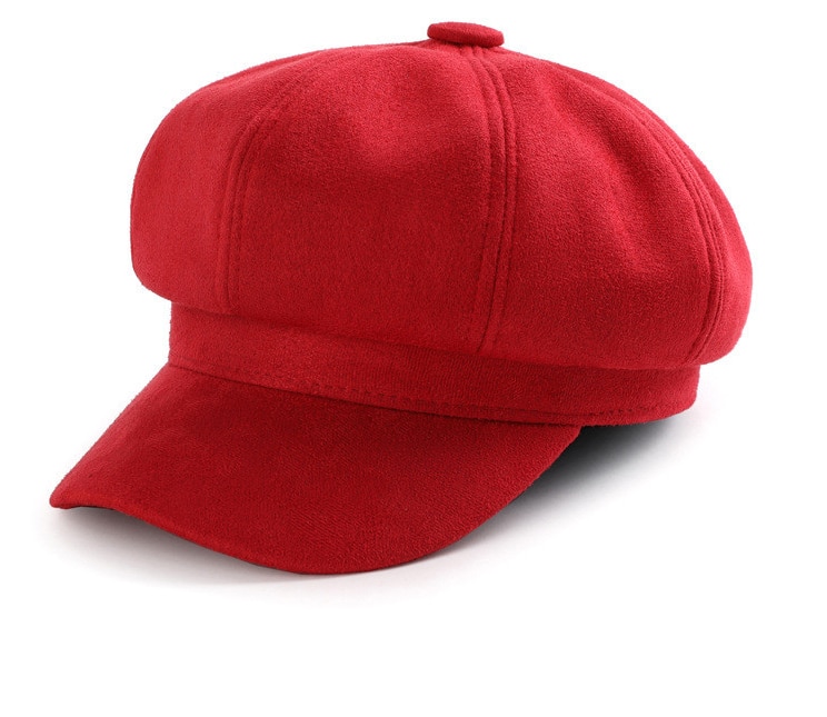 Béret casquette rouge pour femme en polyester.