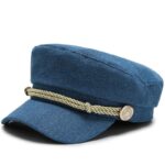 Béret casquette marin en jean détail doré