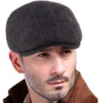 Béret casquette gris noir à fines rayrures