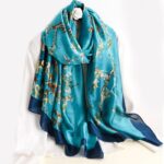 Foulard bleu turquoise en soie pour femme