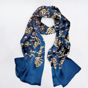 Foulard bleu en soie pour homme à motifs