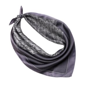 Petit foulard carré de luxe en soie gris aux reflets argentés pour homme