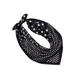 Petit foulard carré de luxe noir à motifs blanc pour homme