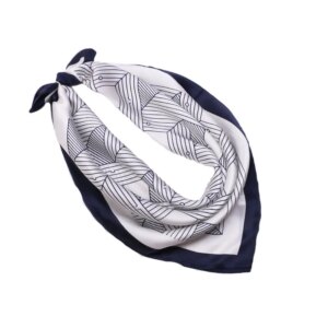 Petit foulard carré blanc aux détails bleus en soie de luxe pour homme