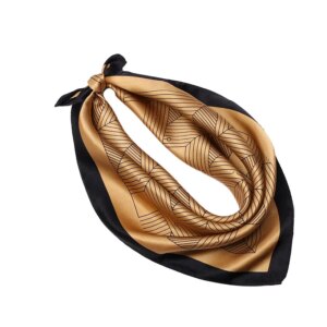 Petit foulard carré jaune et sa bordure noire en 100% soie de luxe pour homme
