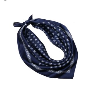 Petit foulard carré bleu marine de luxe pour homme