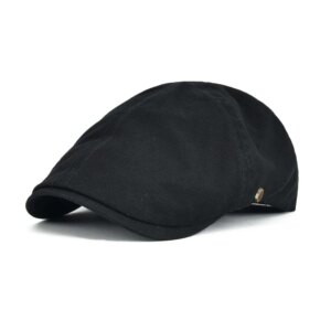 Béret en coton noir pour homme style casquette de golf