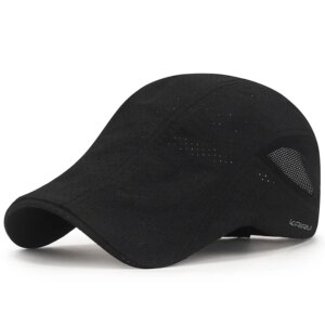 Béret casquette noir tissu respirant protection solaire pour homme