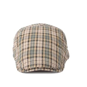 Béret casquette beige à carreaux fins pour homme
