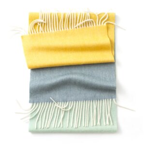 Écharpe de luxe bicolore jaune vert pastel pour femme