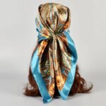 Foulard tendance à imprimé vintage bleu pour femme
