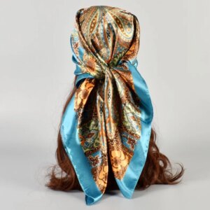 Foulard tendance à imprimé vintage bleu pour femme