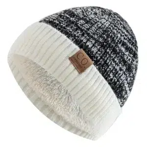 Bonnet d'hiver noir et blanc pour homme