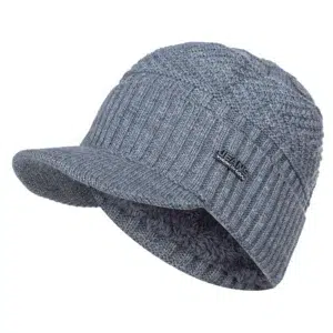 Bonnet chaud gris pour l'hiver avec visière d'optique pour homme