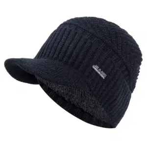 Bonnet noir confortable et tendance à visière pour homme