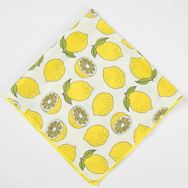 OKFSTY Foulard En Soie Tendance Avec Motifs De Citrons Tropicaux